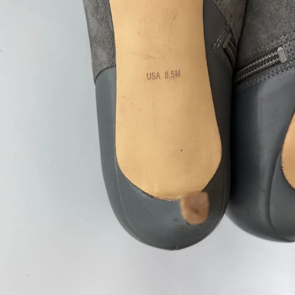Miss Albright Anthropologie Two-Tone Gray Suede Leather Heel Bootie 8.5 Zip USA